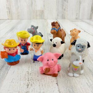 Fisher Price Little People Lot 10 Farm Animals Farmer Figures Sheep Horse Goat